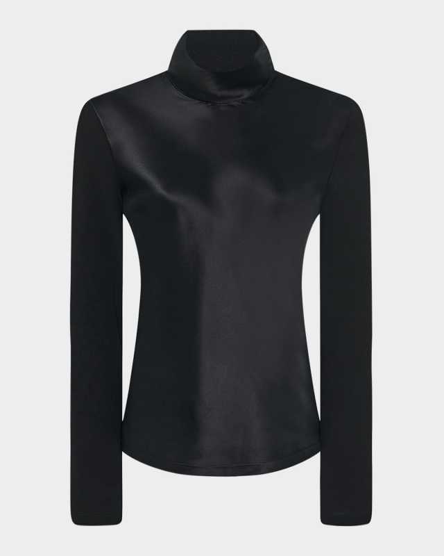Mixed-Media Turtleneck Top